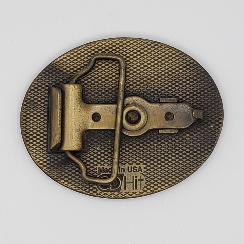 Miller Beer 25th Anniversary Ft Worth Texas Blue Yellow Brass Oval Belt Buckle - Picture 3 of 6